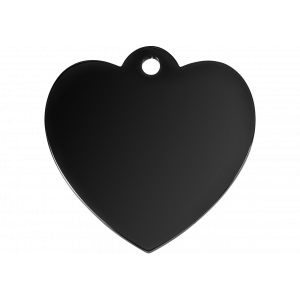 Médaille chien noire élégante en forme de cœur, acier inox brillant, gravure claire et durable des deux côtés.