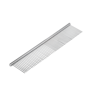 Peigne métal pour chien et chat avec dents fines et larges, idéal pour démêler et entretenir le pelage.